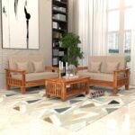 NATRAJ ART & CRAFT Sheesham Wooden 4 Seater Sofa Set for Living Room | Rosewood 4 Seater Cushion Sofa Set with Side Newspaper Holder for Home & Office (Honey, 2+2 Seater)