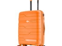 Nasher Miles Paris Hard-Sided Polypropylene Check-in Luggage 24 inch | 65cm | 8 Wheels Medium Trolley Bag for Travel | Suitcase (Orange)