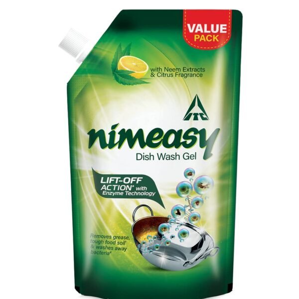 Nimeasy Dishwash Liquid Gel Refill Value Pack, Kitchen Cleaner, Utensil Cleaner Liquid with Enzyme Technology, Neem Extracts and Citrus Fragrance, Lift Off action, 900 ml