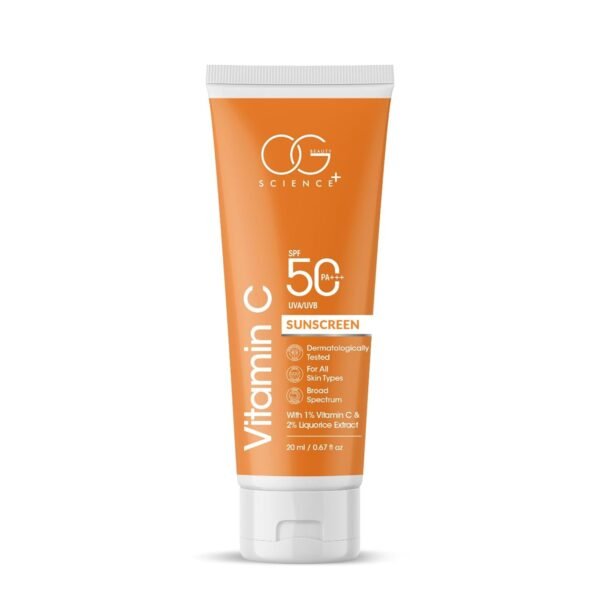 OG BEAUTY SCIENCE SPF 50 PA+++ Sunscreen with Vitamin C & Liquorice Extract - Dermatologically Tested - Broad Spectrum (20 ml)