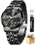 OLEVS Men's Watches Analog Quartz Chronograph Dress Watch Multifunctional Stainless Steel Waterproof Classic Original Watch for Man