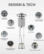 OWNAIR Standing Iron Steamer For Clothes | 2000W Standing Garment Steamer with 1.5L Water Tank, LED Touch Screen, 42g/min Steam, 8 Heat Modes & Adjustable Ironing Board | Vertical & Horizontal Iron