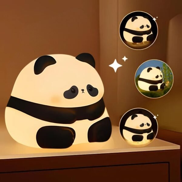 One94Store Baby Panda Night Light Soft Silicone Touch Lamp | Rechargeable LED Bedside Light For Kids, Toddlers, Nursery & Bedroom | Cute Animal Design Gift For Boys & Girls,Black & White