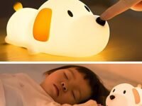 One94Store Silicone Puppy Night Light for Kids | Rechargeable LED Lamp with Touch Sensor | 7-Color Cute Bedside Lamp for Baby & Kids Room Decor, Multicolor