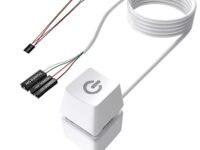 PC Power Button, 2 Meter External Desktop Computer Power Switch, CPU Power Switch, On/Off Power Supply Control Adapter Cable for PC Case, Computer Parts Accessories, White