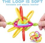PLUSPOINT Infant Plastic Loopi Ball Sensory Baby Teether Tube Ball Loopi Toy Sensory Teething Toys For Babies Baby Teether, Soothe Teething With Rattle 3-12 Months,Multi