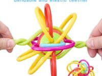 PLUSPOINT Infant Plastic Loopi Ball Sensory Baby Teether Tube Ball Loopi Toy Sensory Teething Toys For Babies Baby Teether, Soothe Teething With Rattle 3-12 Months,Multi
