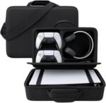 PSS PS5 Travel Bag Briefcase Hard Shell Carrying Case for PS5 Console Protective Storage Bag Shockproof Compatible with PS5 Console/ Controller, Headset, Charging Dock, Games Accessories - Black