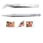 PagKis Stainless Steel Multipurpose Tweezer Set for False Eye Lashes, Eyelash Extensions, Nail Art - Manicure Tool