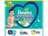 Pampers Complete Skin Comfort | Pant Style Diaper Large, 128 Count| Anti Rash with 100% protection from leakage upto 12 hrs