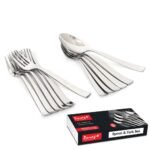 Parage Stainless Steel Spoon Set & Fork Set 12 Pieces for Tea, Coffee, Sugar, Condiments & Spices - Set of 12 Contains Spoons Set of 6 Spoon and Fork Set of 6, Mirror Polished
