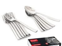 Parage Stainless Steel Spoon Set & Fork Set 12 Pieces for Tea, Coffee, Sugar, Condiments & Spices - Set of 12 Contains Spoons Set of 6 Spoon and Fork Set of 6, Mirror Polished
