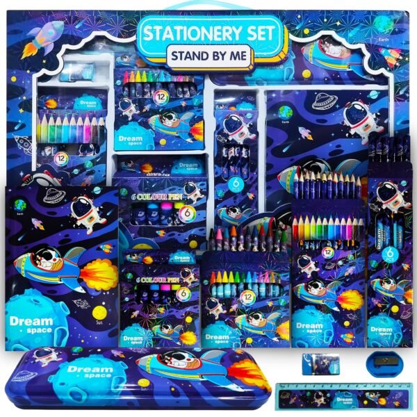 Party Propz Space Theme Stationery Set for Kids - 41Pcs, Stationary Kit for Boys & Girls Age 3-15 Years | Return Gifts for Birthday | School Supplies | Learning Gift for Kids