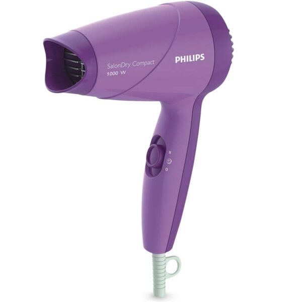 Philips India's No.1 Hair Styling Brand -Hair Dryer 1000W |Blow Dry for Men & Women | 2 Heat Settings| ThermoProtect tech |Travel-Friendly, Quick Dry, Frizz Control | For Indian Hair |HP8100/46 Purple