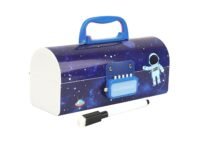 Plastic Compass Box for Kids - Password Protection School Kids Pencil Box Stationary Set with Different Compartments for Storage of Kids,Boys,Girls, Essentials (Blue- Astronaut-New)