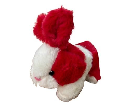 Plush Bunny Rabbit Soft Toy, Red and White, 17 cm x 22 cm x 14 cm