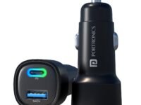 Portronics 80W Dual Output Fast Car Charger with Type-C PD & USB, LED Indicator, Charging Adapter Compatible with Cars for iPhone & Android Smartphone, Smartwatch, Earbud, Power Bank (Black)