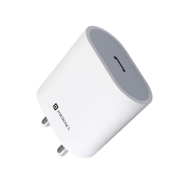 Portronics Adapto 20 Type C 20W Fast Pd/Type C Adapter Charger with Fast Charging for iPhone 12/12 Pro/12 Mini/12 Pro Max/11/Xs/Xr/X/8/Plus, Ipad Pro/Air/Mini, Galaxy 10/9/8 (Adapter Only) White