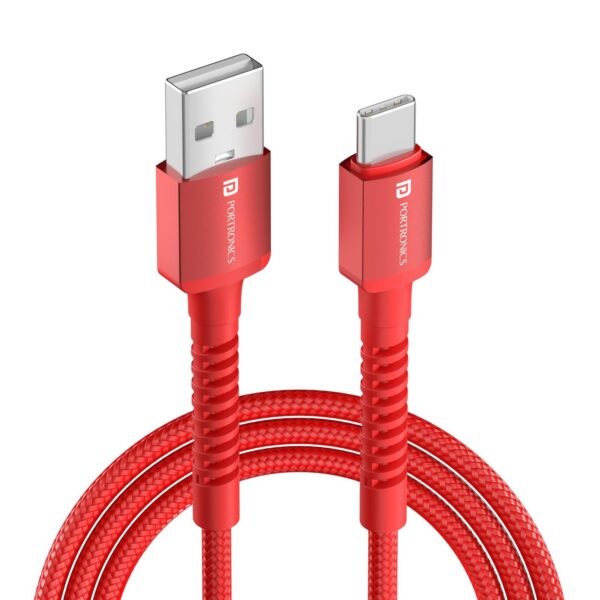 Portronics Konnect X 60W 6A USB-A to Type C Fast Charging Cable With WARP/DASH/VOOC/SuperVOOC/FLASH Charging Support, Compatible with OnePlus, Oppo, iPhone 15 & other Type C Smartphone & Devices(Red)