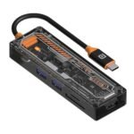 Portronics MPort View Two 6-in-1 USB Type-C Hub Dock,100 W Type-C PD&Data, USB 3.0 SuperSpeed, USB 2.0,SD and Micro SD, 4K HDMI,Transparent Case for Laptop, PC & More(Black)