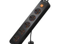 Portronics Power Plate 13 Multiplug Extension Board with 5 Power Sockets, 1500W, 2M Cord Length, Fire Proof Material, Short Circuit Protection(Black)
