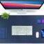Premium Vegan Leather Desk Mat 90X45cm 2.4mm Thick&Padded|Laptop Mat/Extended Mouse Pad/Stitched, Reversible, Sturdy Deskspread with High Tear/Peel Strength|Anti-Slip,Splash-Proof|Blue