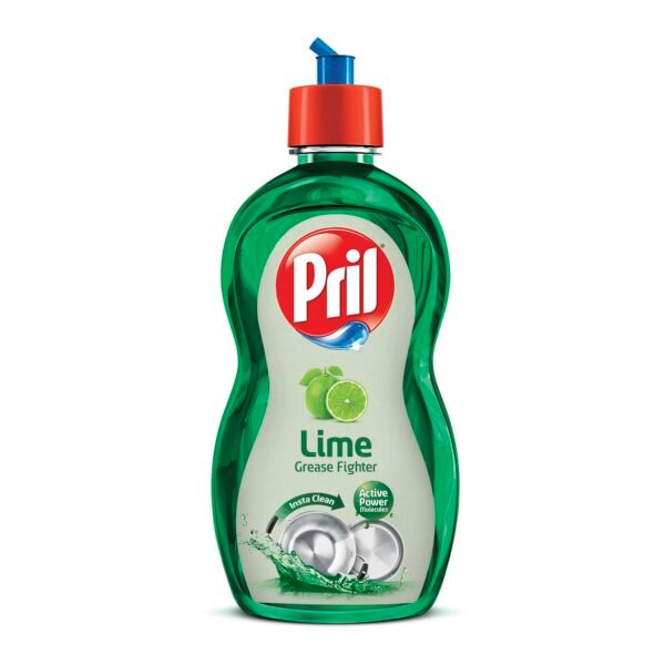 Pril Lime Liquid Dishwash Gel - 225ml | Dish Cleaning Liquid Gel with German Technology - Active Power Molecules Leaves No Residue, Grease Cleaner For All Types of Utensils
