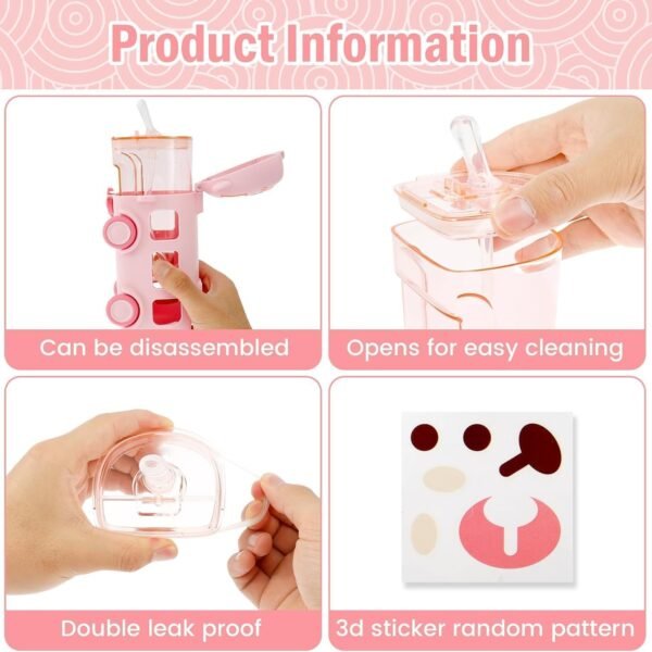 Prokart Premium Bus Water Bottle With Strap For Kids | Cute Drinking Jug with Wheels Leakproof, 500 ML | Portable Drinking Bottle for Kids Girls & Boys School Supplies (Pink)