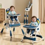 R for Rabbit Sugar Doodle Plus High Chair for Baby 3-in-1 Convertible Rocking Chair, Smart & Compact Fold with Dual Detachable Meal Tray for 6 Months to 5 Years Kids |(Indigo Dye)