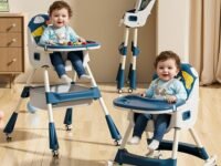 R for Rabbit Sugar Doodle Plus High Chair for Baby 3-in-1 Convertible Rocking Chair, Smart & Compact Fold with Dual Detachable Meal Tray for 6 Months to 5 Years Kids |(Indigo Dye)