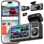 REDTIGER F17 Elite 4K 3 Channel Dash Cam for Car, STARVIS 2 IMX678 & IMAX 675, 4K+2.5K+1080P Front and Rear Inside, Full Night Color, GPS, 5.8GHz WiFi, Touch Screen, HDR, Voice Control, 128GB Card