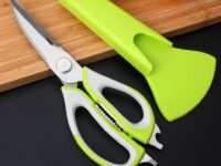 Raksha Retail Kitchen Scissors Stainless Steel Shears Heavy Duty 10 in 1 Household Scissors with Magnetic Holder for Chicken, Fish, Seafood, Cutter, Peeler, Opener, Slicer (Set of 1), Multicolor