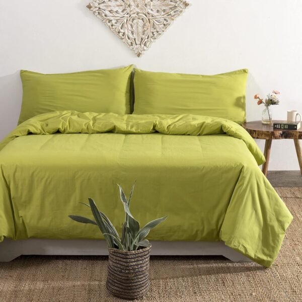 Ravaiyaa - Attitude is everything Solid/Plain Bedding Quilt Rajai Cover 100% Duvet Cover with 2 Pillow Cover Set (King, Neon Green)