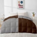 Razzai 500 GSM Winter Comforter Premium Collection Quilted Revesible Comforter (90" x 90" Inches/228cm x 228cm) - Queen Size | Silver/Chocolate Brown