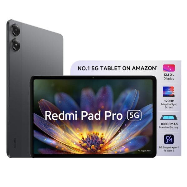 Redmi Pad Pro 5G | Snapdragon 7s Gen 2| 12.1-inch/30.7cm XL Display | 33+ Days Ultra-Long Standby | 10000mAh (typ) Battery | Powered by HyperOS |8GB, 128GB | Wi-Fi 6 + 5G | Graphite Grey