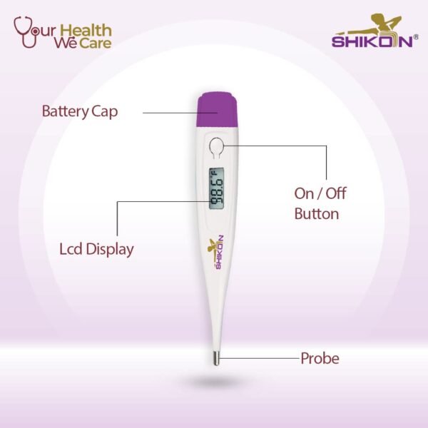 SHIKON SK-033 Digital Thermometer, Fast Reading, Mercury Free, Fever Alarm, Memory function, Low Battery Indicator, Auto Switch Off, Two Year Warranty, Made in India