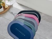 SITTELLA® 5 Pieces (3.5mm) Anti-Skid Water Soaking Bathroom Print Oval Rubber Mat, Water Absorbent Mat (40X60Cm), Multi Color