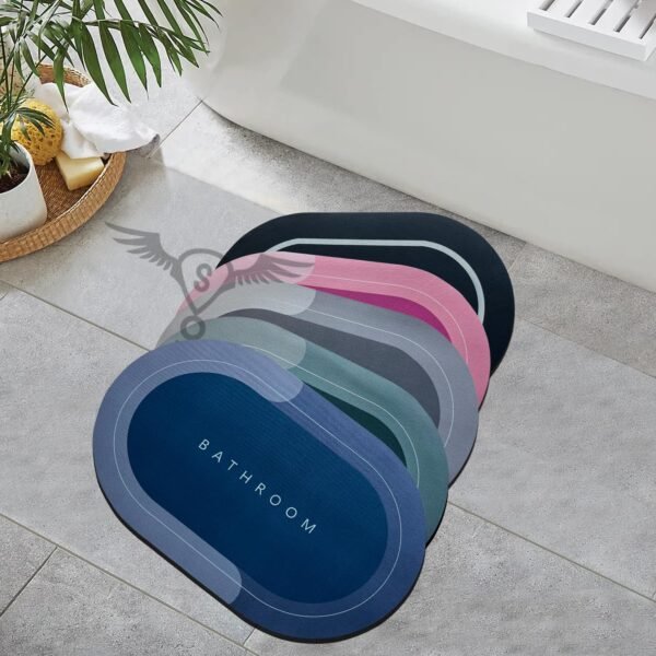 SITTELLA® 5 Pieces (3.5mm) Anti-Skid Water Soaking Bathroom Print Oval Rubber Mat, Water Absorbent Mat (40X60Cm), Multi Color