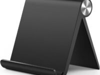 STRIFF Multi Angle Tablet Tabletop Stand. Holder for iPhone, Android, Samsung, OnePlus, Xiaomi. Portable, Foldable Stand. Perfect for Bed,Office, Home, Gift and Desktop (Black)