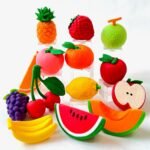 SUPER TOY 10Pc Erasers for Kids Different Shapes, Fruit Shape 3D Erasers Cute Treasure Box Toys for Return Gift Prizes Rewards Take Apart Erasers School Supplies for Boys Girls