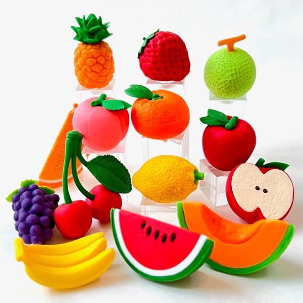 SUPER TOY 10Pc Erasers for Kids Different Shapes, Fruit Shape 3D Erasers Cute Treasure Box Toys for Return Gift Prizes Rewards Take Apart Erasers School Supplies for Boys Girls