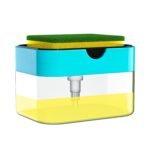 SWAPKART 2 in 1 Soap Dispenser for Bathroom Accessories Dishwasher Liquid Holder Liquid Dispenser Pump 400 ML with Sponge Holder Kitchen Sink Accessories Items (Multi-Color)