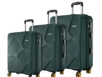 Safari Pentagon Pro 8 Wheels Set of 3 (Cabin + Medium + Large) Trolley Bags, Hard Case Polypropylene, 360º Wheeling Suitcase/Luggage for Travel, Dusk Green