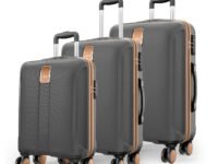 Safari Thorium Royale 8 Wheels Set of 3 Trolley Bags Hard Case Polycarbonate Luggage, TSA Lock, Wet Pouch Organized Interior, Suitcase for Travel, Trolley Bags for International Travel, Gun Metal