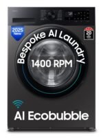 Samsung 9 kg, 5 star, AI EcoBubble, Super Speed, Wi-Fi, Hygiene Steam with Inbuilt Heater, Digital Inverter, Fully-Automatic Front Load Washing Machine (WW90DG5U24AXTL, Inox)