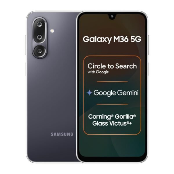 Samsung Galaxy M36 5G (Velvet Black, 8 GB RAM, 128 GB Storage)| Circle to Search| Google Gemini| Corning Gorilla Glass Victus+| 7.7mm Slim| AI Enhanced 50 MP OIS Triple Camera| Unmatched Nightography