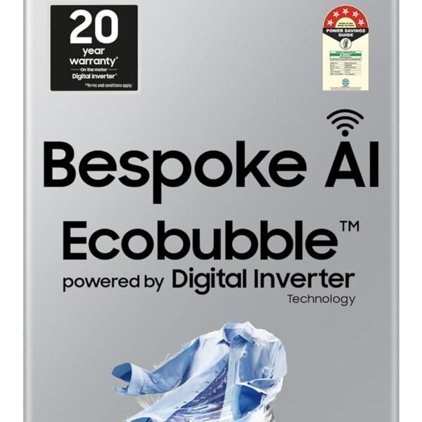 Samsung Smart Choice 10 Kg, 5 Star, AI Wash, AI Energy Mode, Wi-Fi, Ecobubble, AI VRT+, Soft Closing Door, Digital Inverter, Fully-Automatic Top Load Washing Machine (WA80F10E2LTL, Lavender Gray)