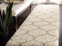 Shardha Home Modern Shaggy Carpets And Rugs For Hall, Offices, Kitchens, Bedroom, Living Room And Cabins (2 X 5 Feet, Ivory & Baige, Rectangular)