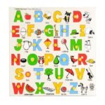 Skillofun Wooden Capital Alphabet Tray with Picture (with Knobs) Learning Toy | Early Educational Toy for Kids (Multicolor, Age- 3+)