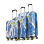 Skybags Set of 3 (55+65+75 Cm) ABS Stroke Hard Spinner Luggage Printed Spinner Luggage Trolley with 8 Wheels and in-Built Combination Lock|Unisex - Blue & White